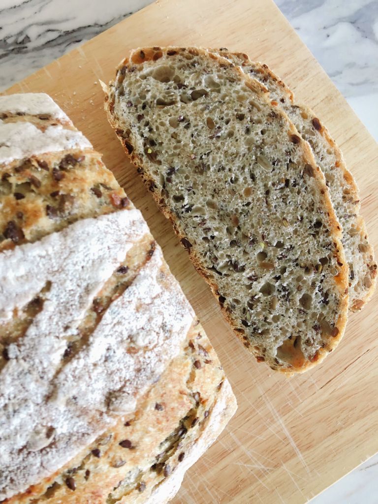 Sunflower And Flax Seed No Knead Spelt Bread | Accidental Artisan